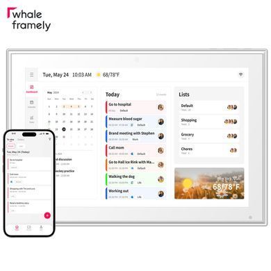 Цифровий календар планер SSA Whale Framely 10" з сенсорним дісплеєм і WI-FI, біла DC-FR1017-IPS-W фото